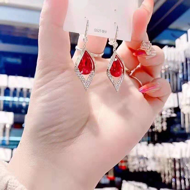 Blue Crystal Marquise Drop Earrings