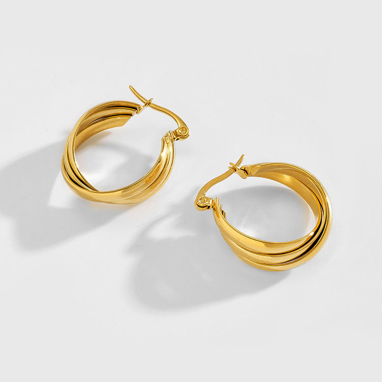 Twisted Chunky Gold Hoop Earrings