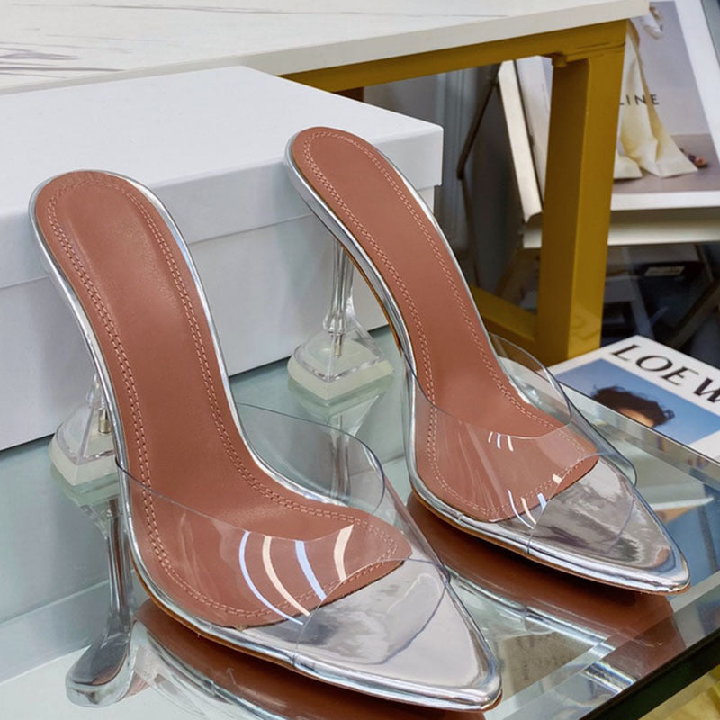 Rhinestone Bow Pointed-Toe Stiletto Sandals