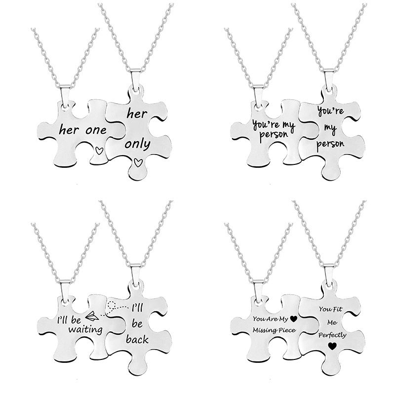 His Always, Hers Forever" Matching Puzzle Piece Couple Necklaces