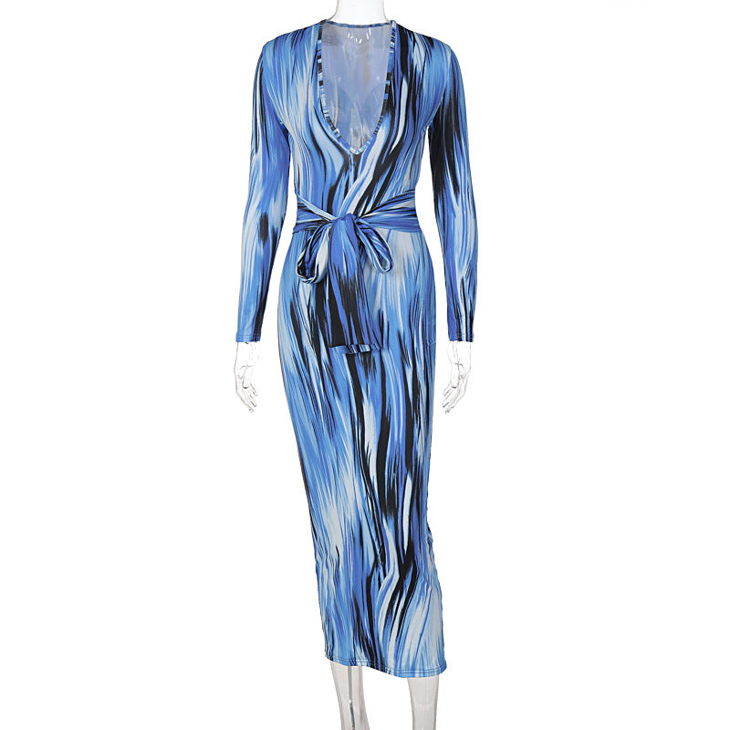 Long-sleeved V-neck dress cross-border wholesale