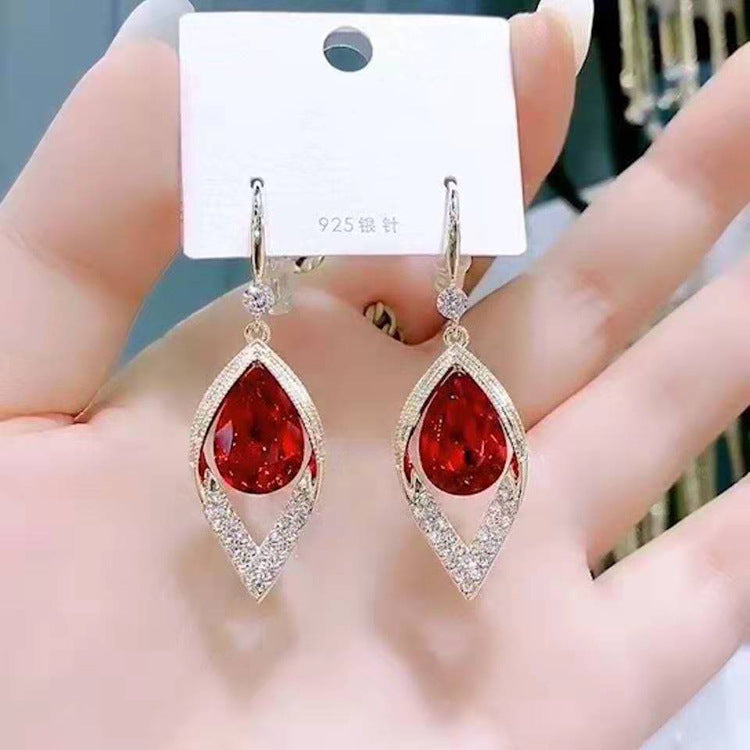 Blue Crystal Marquise Drop Earrings