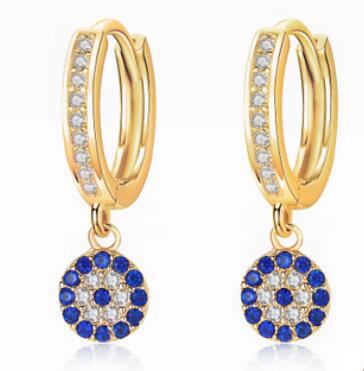 Gold Evil Eye Pavé Charm Hoop Earrings