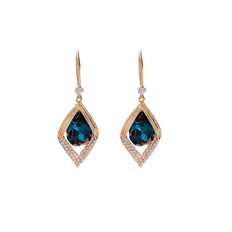 Blue Crystal Marquise Drop Earrings