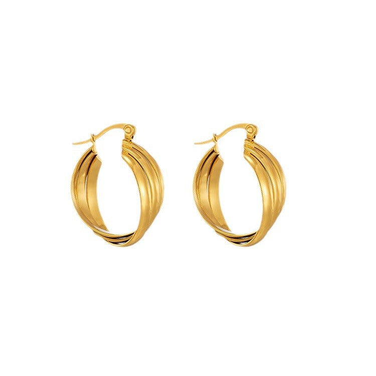 Twisted Chunky Gold Hoop Earrings