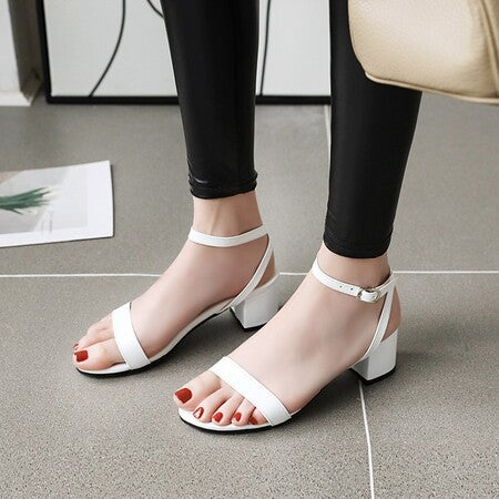 Candy-Color Chunky Heel Patent Sandals