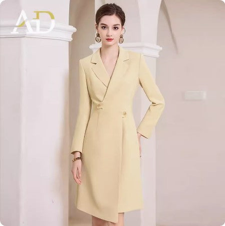 New spring and autumn design sense fashion asymmetrical dress slim fit thin broadcast host formal work clothes OL