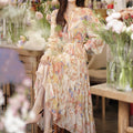 Stand Collar Spring Print A-Line Dress