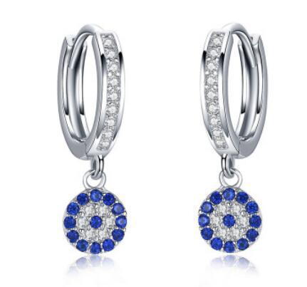 Gold Evil Eye Pavé Charm Hoop Earrings