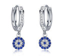 Gold Evil Eye Pavé Charm Hoop Earrings