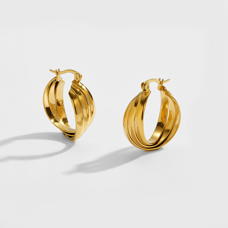 Twisted Chunky Gold Hoop Earrings