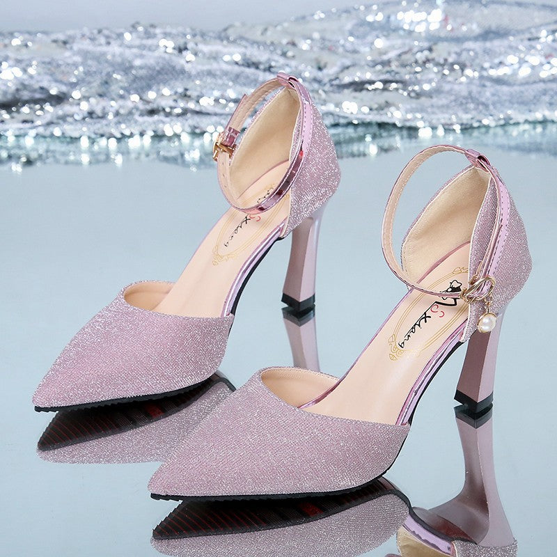 Sequin Hollow Pointed-Toe Stiletto Heels