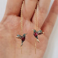 Ruby Hummingbird Threader Earrings