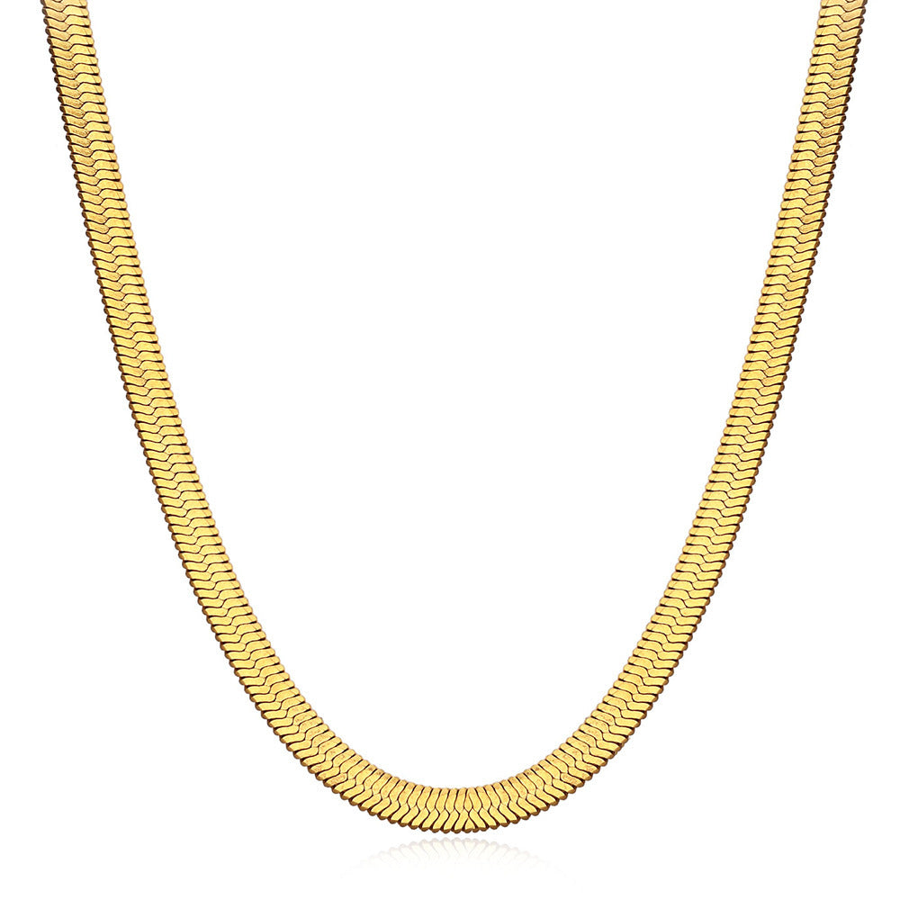 Gold Herringbone Chain Necklace