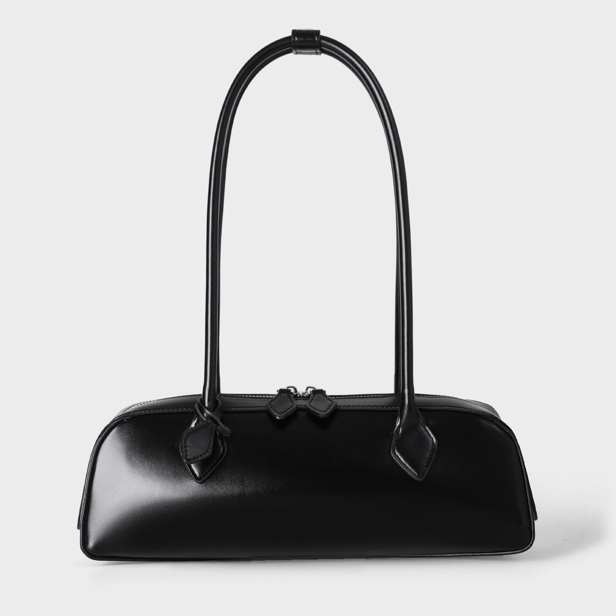 Red Leather Baguette Shoulder Bag