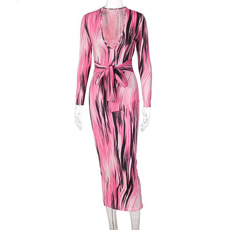 Long-sleeved V-neck dress cross-border wholesale