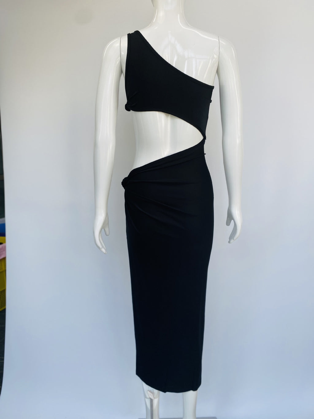 One-Shoulder Slit Waist Beach Midi Dress