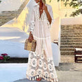 Bohemian Lace Tassel Beach Maxi Dress