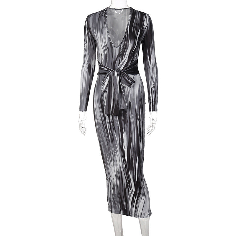 Long-sleeved V-neck dress cross-border wholesale