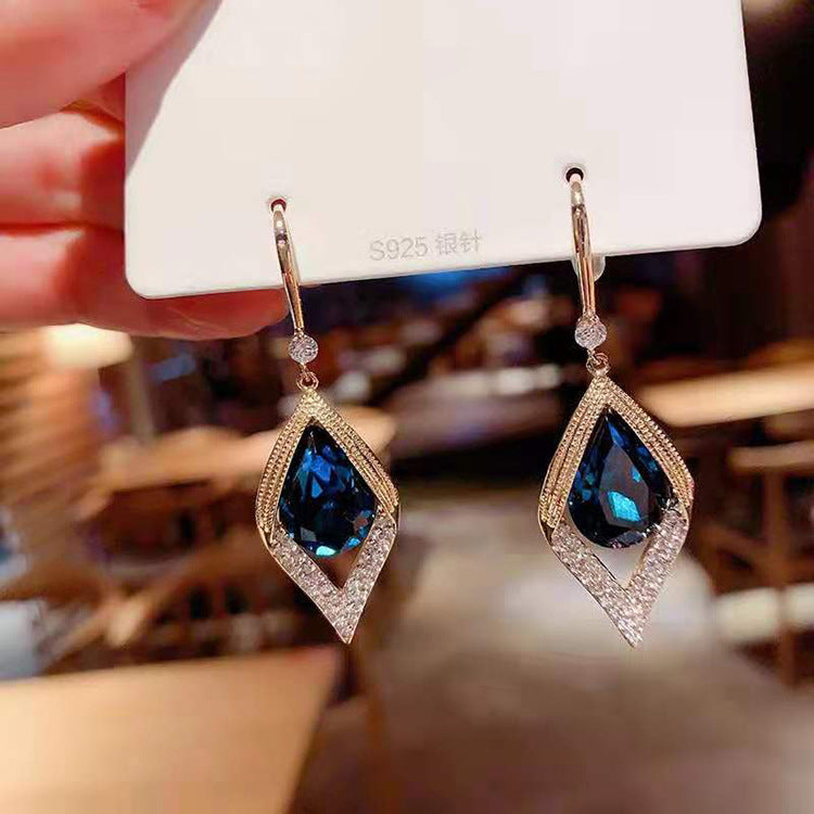 Blue Crystal Marquise Drop Earrings