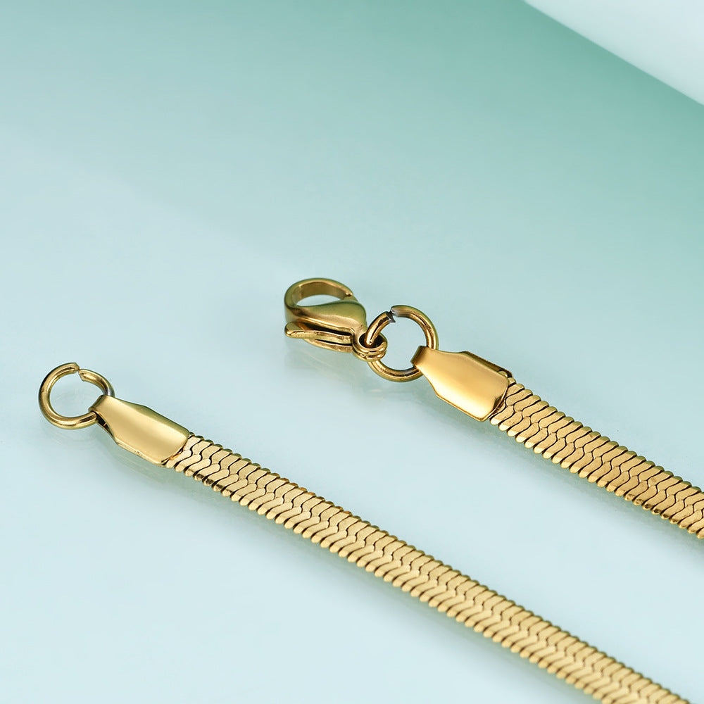 Gold Herringbone Chain Necklace
