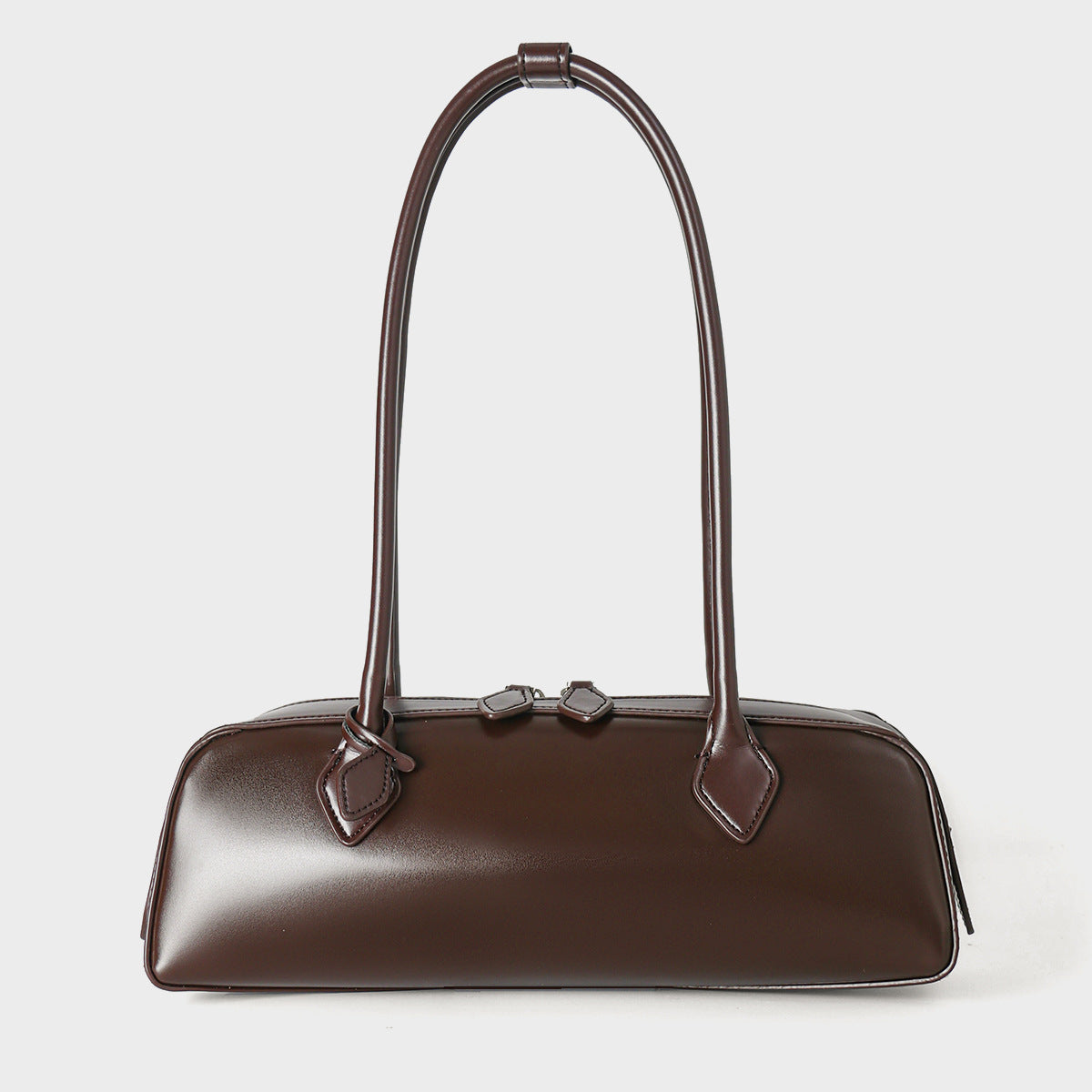 Red Leather Baguette Shoulder Bag