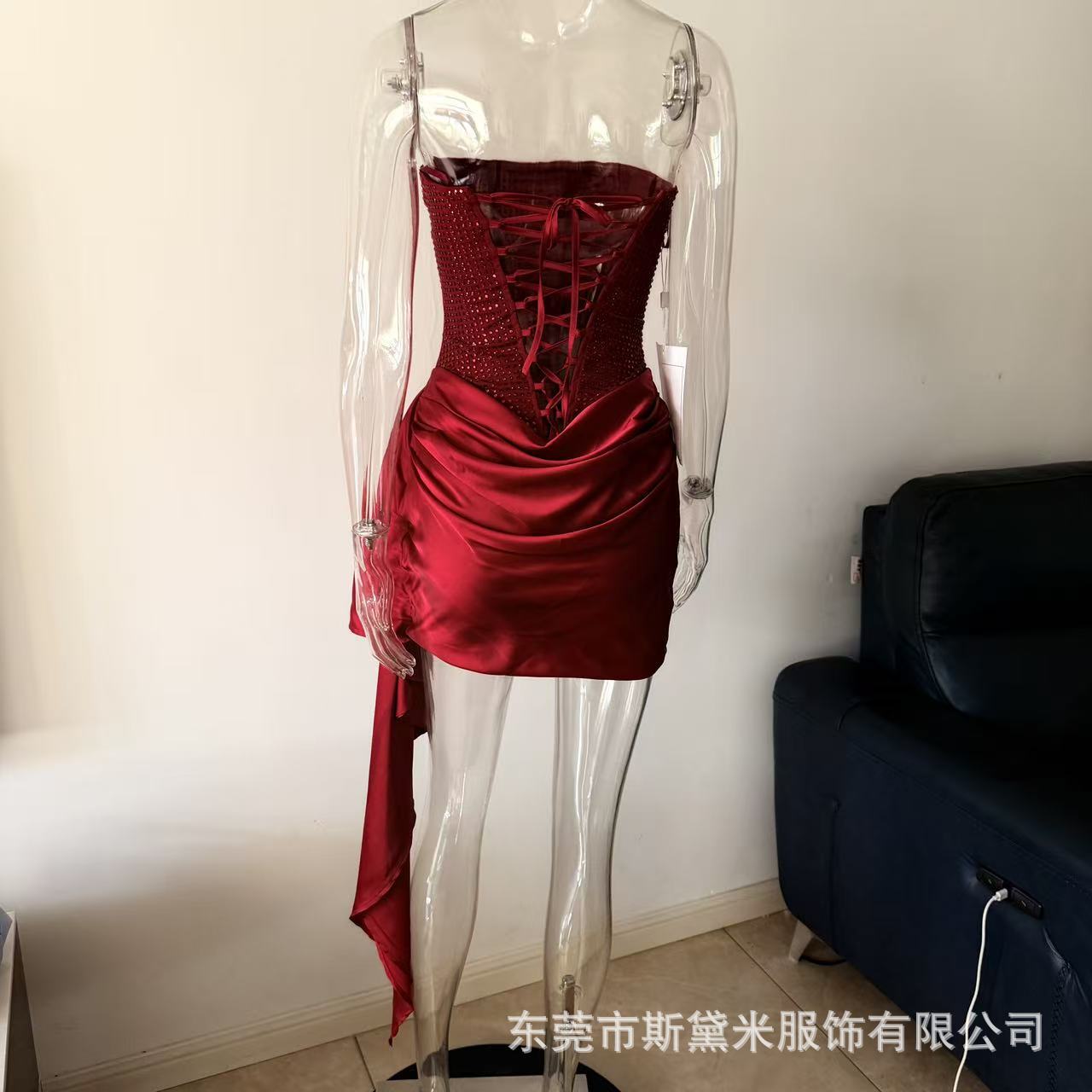 SDM211 Elegant Rhinestone Sparkling Sexy Bodycon Short Dress Party Dress Hot Girl Versatile New Arrival