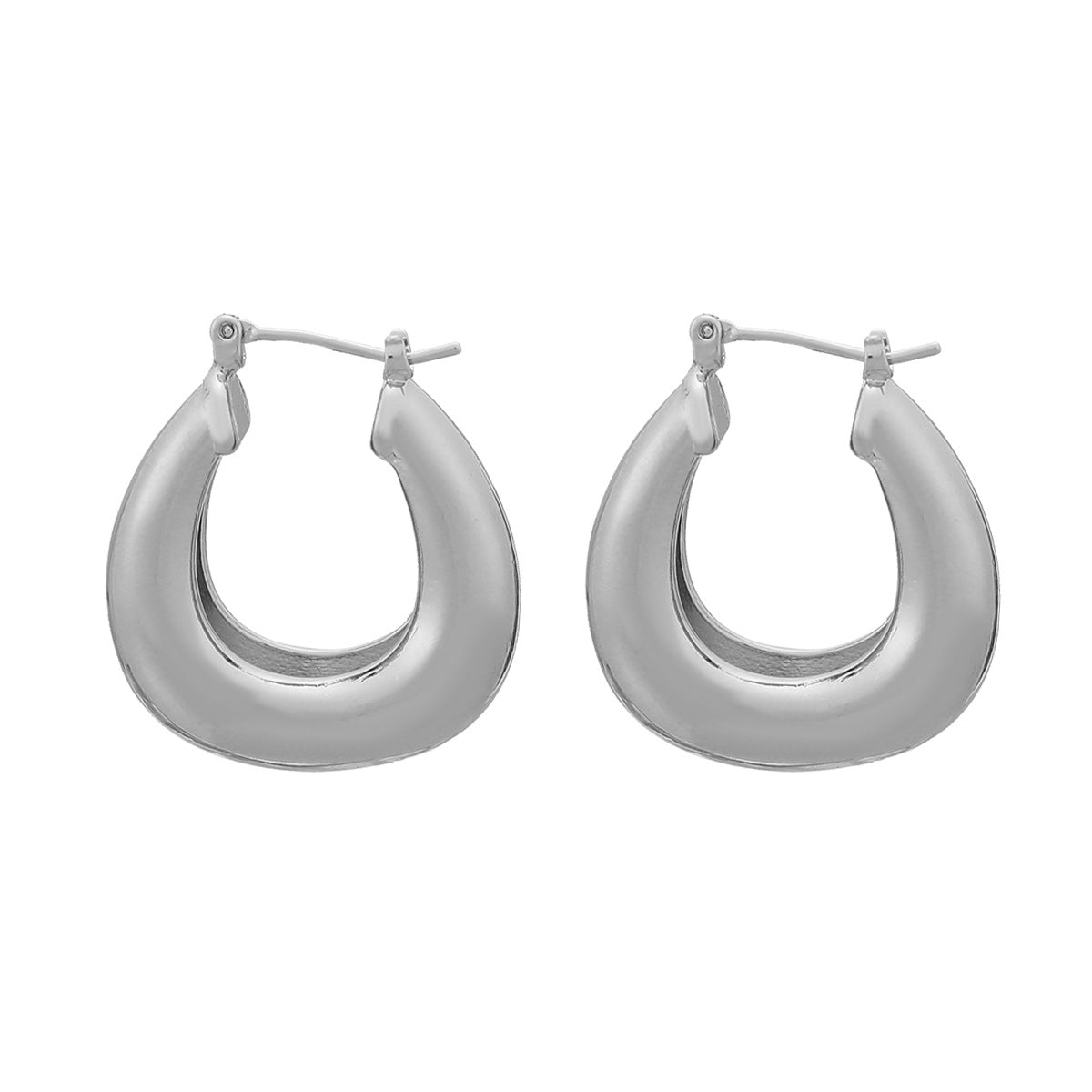 Chunky Two-Tone Domed Hoop Earrings