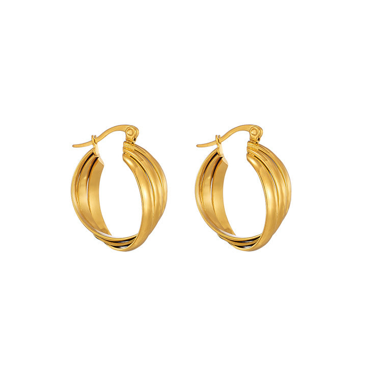 Twisted Chunky Gold Hoop Earrings